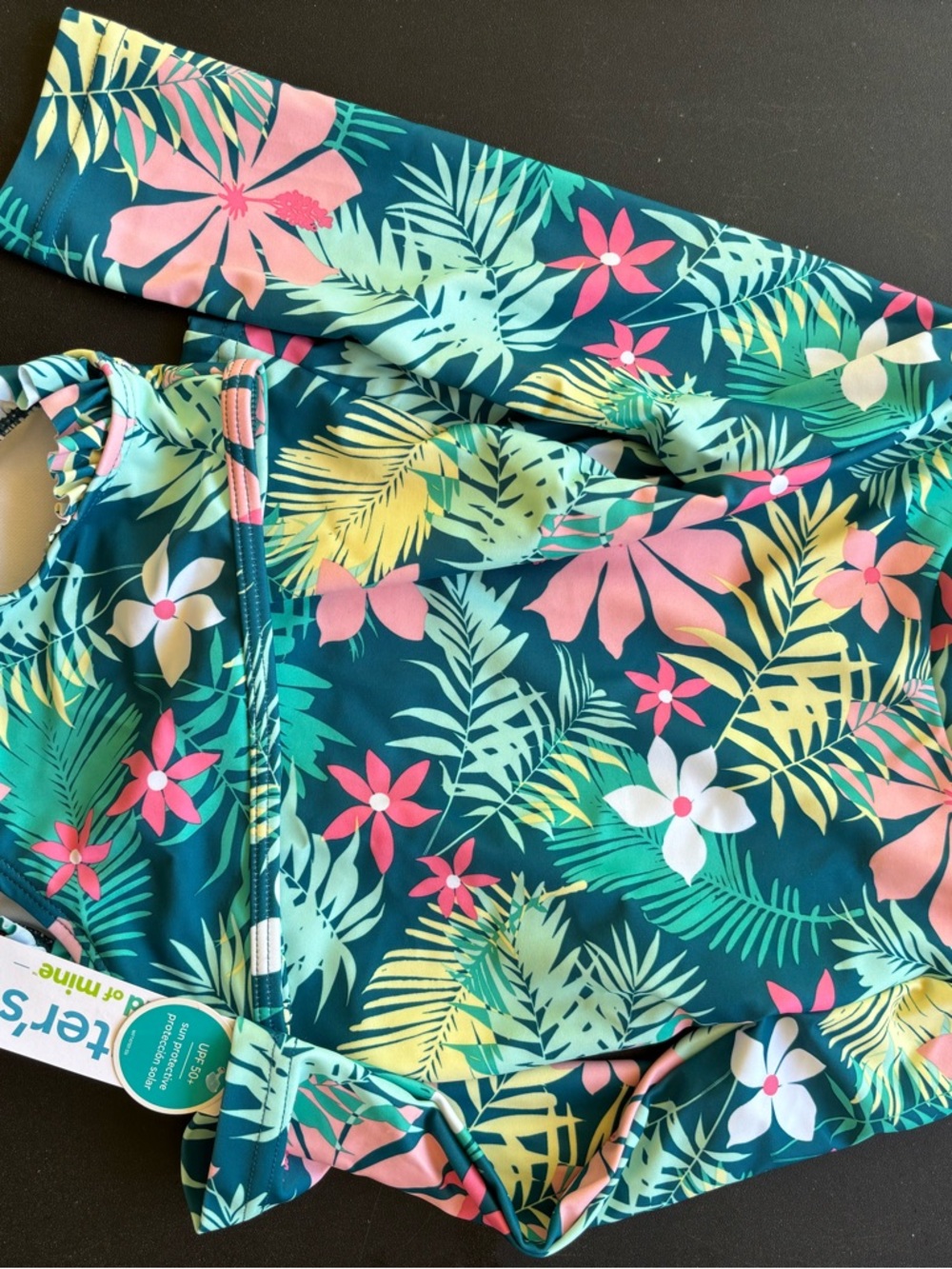 Carter's Teal Tropical Floral Kids Rash Guard
